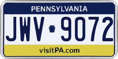 PA license plate JWV9072