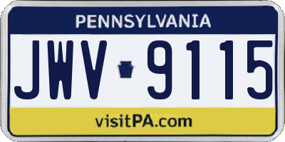 PA license plate JWV9115