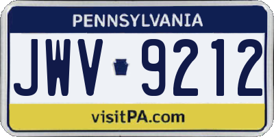 PA license plate JWV9212