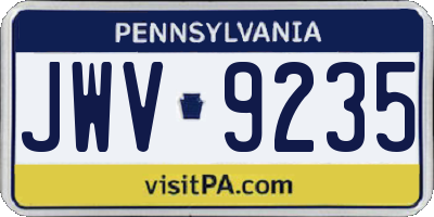 PA license plate JWV9235