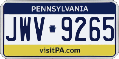 PA license plate JWV9265