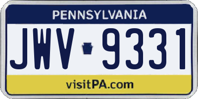 PA license plate JWV9331