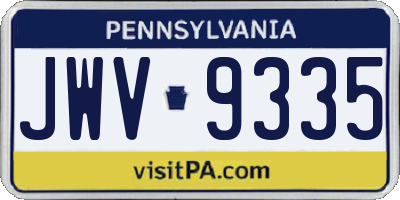 PA license plate JWV9335