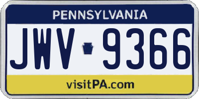 PA license plate JWV9366