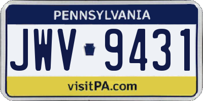 PA license plate JWV9431
