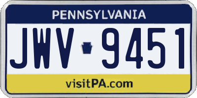 PA license plate JWV9451