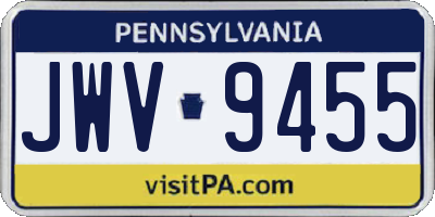 PA license plate JWV9455