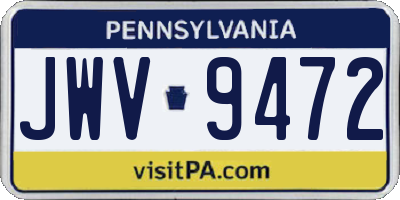 PA license plate JWV9472