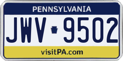PA license plate JWV9502