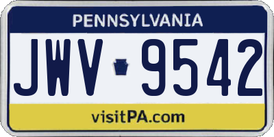 PA license plate JWV9542