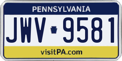 PA license plate JWV9581