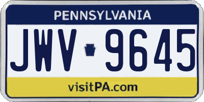 PA license plate JWV9645
