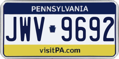 PA license plate JWV9692
