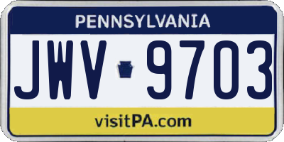 PA license plate JWV9703
