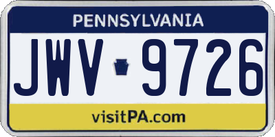 PA license plate JWV9726