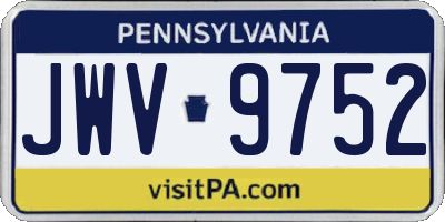 PA license plate JWV9752