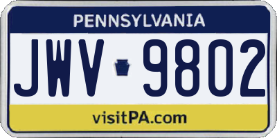 PA license plate JWV9802