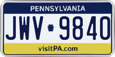 PA license plate JWV9840