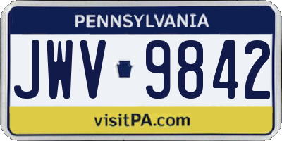 PA license plate JWV9842