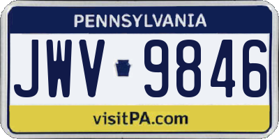 PA license plate JWV9846