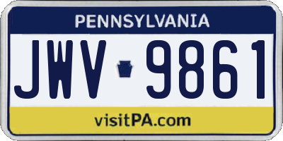 PA license plate JWV9861