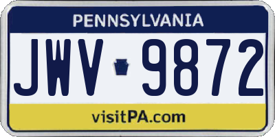PA license plate JWV9872
