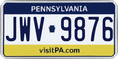 PA license plate JWV9876