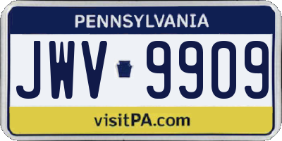 PA license plate JWV9909