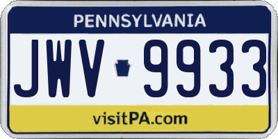 PA license plate JWV9933