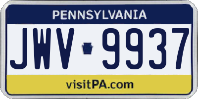 PA license plate JWV9937