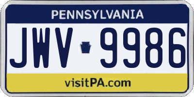 PA license plate JWV9986