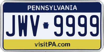 PA license plate JWV9999