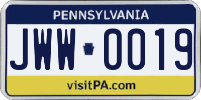 PA license plate JWW0019