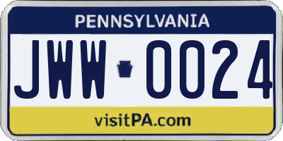 PA license plate JWW0024
