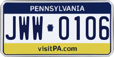 PA license plate JWW0106