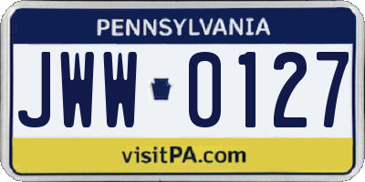 PA license plate JWW0127
