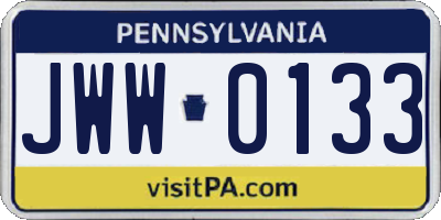 PA license plate JWW0133
