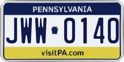 PA license plate JWW0140