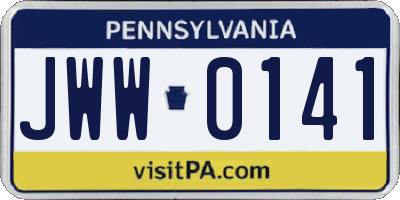 PA license plate JWW0141