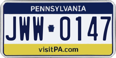 PA license plate JWW0147