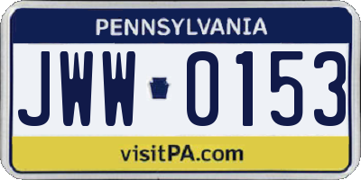 PA license plate JWW0153
