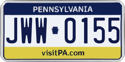 PA license plate JWW0155