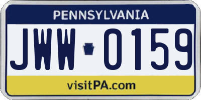 PA license plate JWW0159