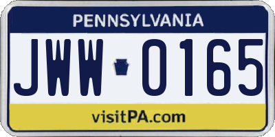 PA license plate JWW0165