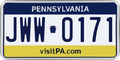 PA license plate JWW0171