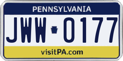PA license plate JWW0177
