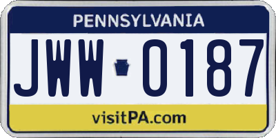 PA license plate JWW0187