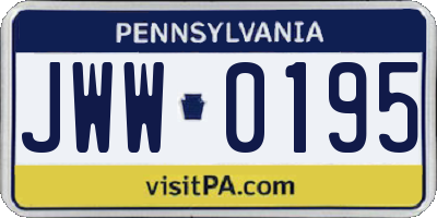 PA license plate JWW0195