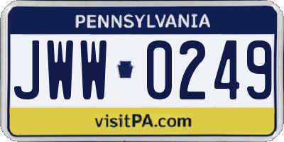 PA license plate JWW0249