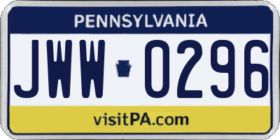 PA license plate JWW0296